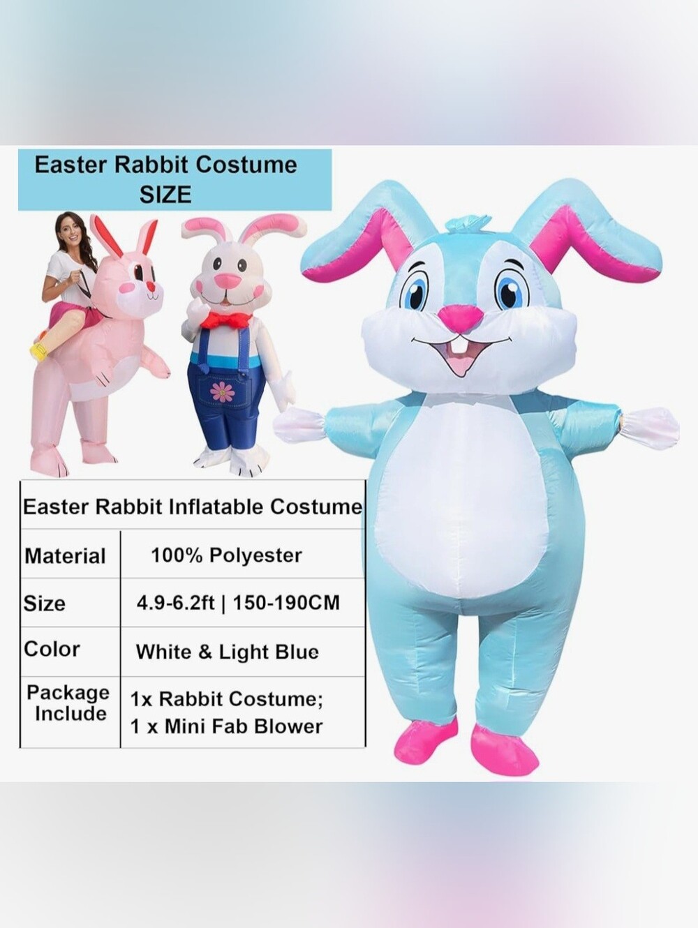 New Adult Inflatable Easter Rabbit Costume - Picture 5 of 8